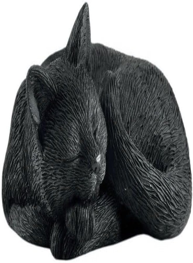 JFSM INC. 3" Sleeping Black Cat Curled Up Hand Painted Mini Figurine - Image 4